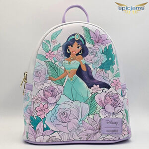 Loungefly Disney Princess Jasmine Lavender Floral Mini Backpack New